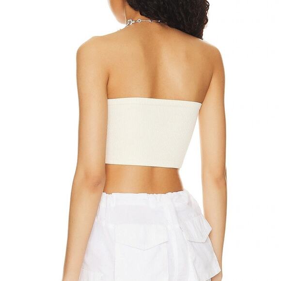 Free People Amelia Bandeau Tube Top Bra Ribbed Knit Seamless Crop Brami Ivory - Picture 8 of 11